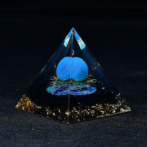 Blue Ocean Lapis Orgone Pyramid EMF Protection Quartz Reiki Meditation Orgonite