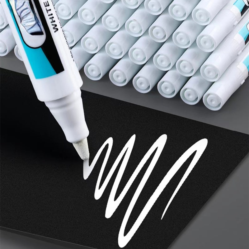 1pc Acrylic White Permanent Paint Pen White Marker Pen Oily Thin Head Express Waterproof And Non-fading