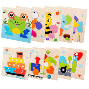 Delightful Wooden Puzzle Set For Early Education - Cartoon Animal Transportation Puzzles For Babies 1-4 Years Old,Halloween/Christmas Gift