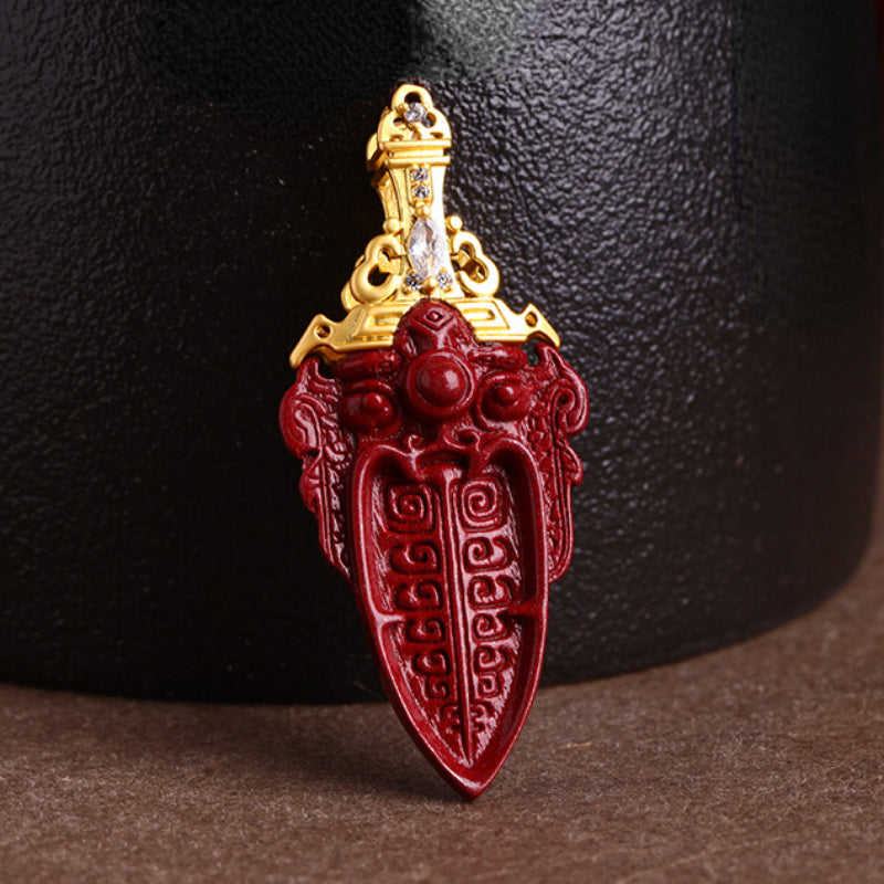 Cinnabar Gluttonous Sword Pendant Men's Necklace Retro Wind Buddha Pendant Male Jewelry Gift