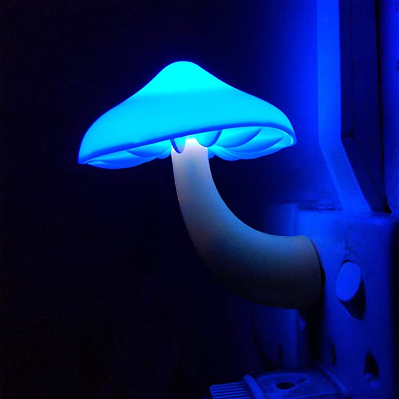 1pc LED Night Light Mushroom Shape Automatic Sensor Toilet Bedroom Decor Wall Lamp Light-control Sensor Bedroom Light, Christmas, Halloween,