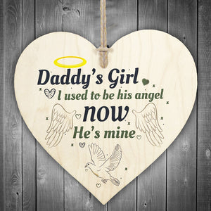 1pc Daddy's Girl Wooden Heart Plaque, Memorial Father's Day Bereavement Sign, Gifts From Daughter