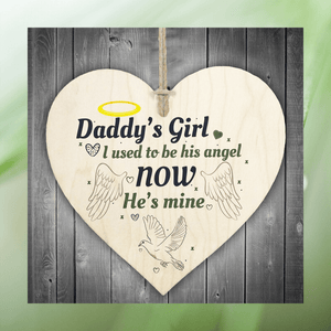 1pc Daddy's Girl Wooden Heart Plaque, Memorial Father's Day Bereavement Sign, Gifts From Daughter