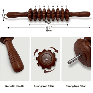 Natural Wood Handheld Roller Massager for Fascia, Fat, Muscles, and Abdomen - Relieve Muscle Tension and Promote Circulation