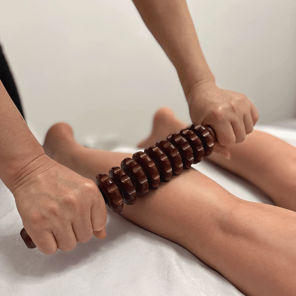 Natural Wood Handheld Roller Massager for Fascia, Fat, Muscles, and Abdomen - Relieve Muscle Tension and Promote Circulation