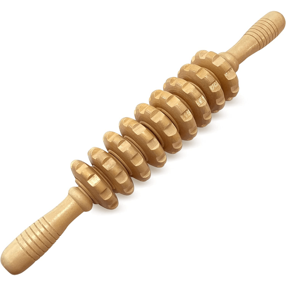 Natural Wood Handheld Roller Massager for Fascia, Fat, Muscles, and Abdomen - Relieve Muscle Tension and Promote Circulation