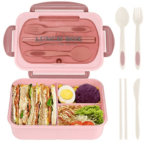 1pc 33.81 oz Lunch Box With Tableware For Office Workers, Square Divided Microwave Oven Bento Box, Leakproof Food Container,  Hand Wash, For