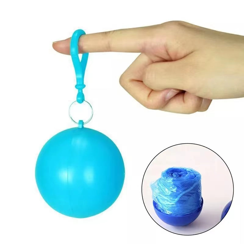 1pc Portable Disposable Emergency Raincoats Keychain Rain Poncho In A Ball For Traveling Hiking Fishing Camping Outdoor Sports