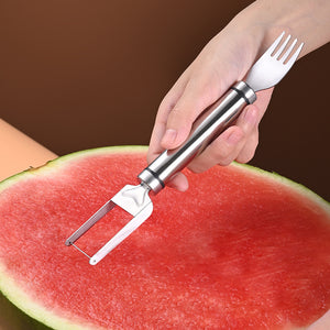 1pc, Watermelon Slicer Cutter, 2n1, Watermelon Fork Slicer, Summer Watermelon Cutting Artifact, Stainless Steel Fruit Forks Slicer Knife For