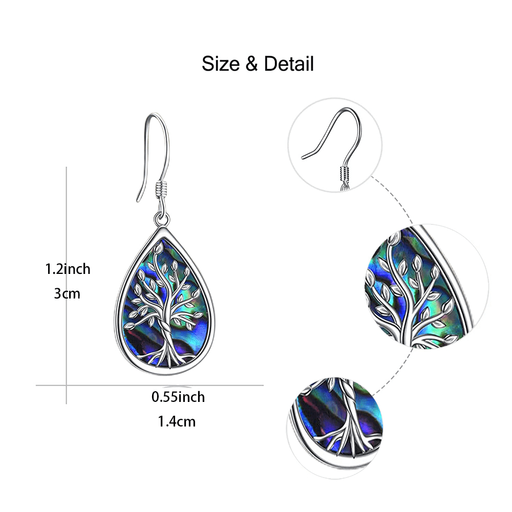 1pair Tree Of Life Fashion Water Drop Earrings For Women Girls Birthday Christmas Gifts