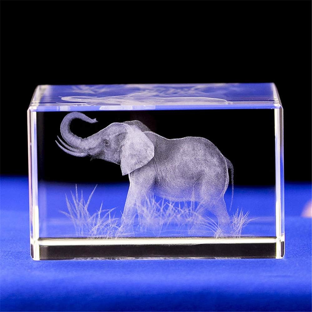 1pc Elephant Gifts, 3D Laser Etched Elephant Statue, Crystal Glass Cube Engraving, Home Decor Birthday, Elephant Gifts For Women Girls Boy A