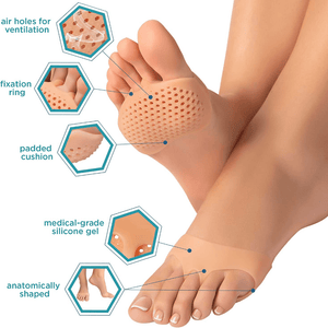 2pcs Silicone Metatarsal Pads, Toe Separator Foot Pads, Orthotics Foot Massage Insoles, Forefoot Socks, Foot Care Tool