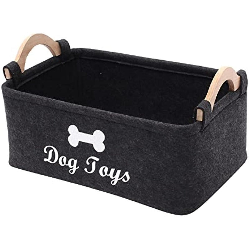 Versatile & Durable Pet Storage Box in Dark Grey Felt – Ideal for Toys, Blankets, Leashes