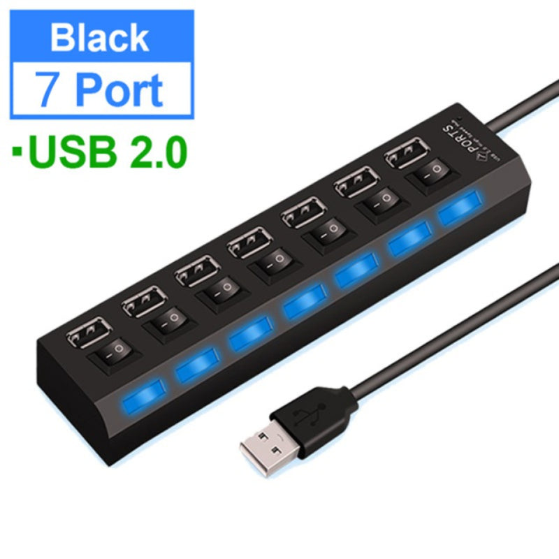 USB 2.0 Hub USB Hub Multi Port USB Splitter Hub Use Power Adapter 4/7 Port Multiple Expander Fast Charging Phone Charger