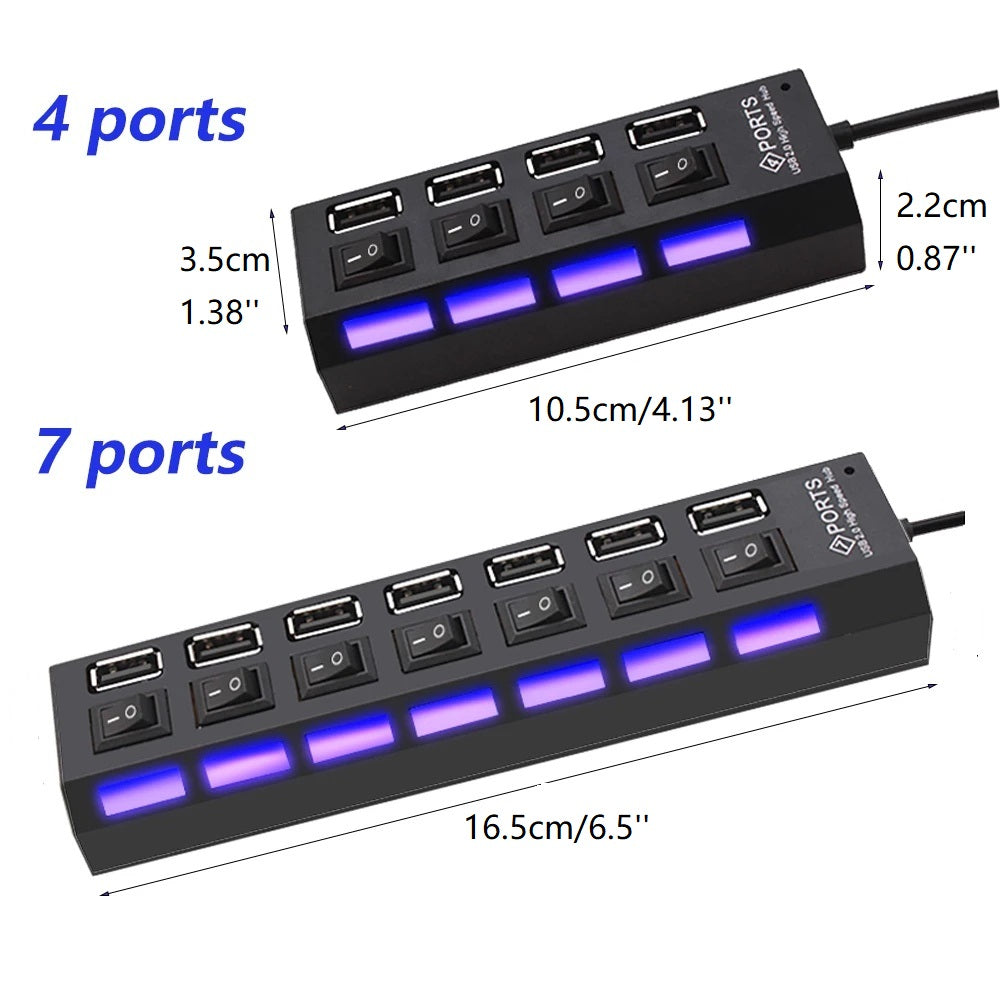 USB 2.0 Hub USB Hub Multi Port USB Splitter Hub Use Power Adapter 4/7 Port Multiple Expander Fast Charging Phone Charger