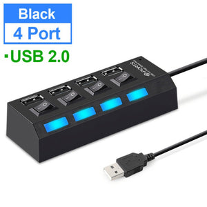 USB 2.0 Hub USB Hub Multi Port USB Splitter Hub Use Power Adapter 4/7 Port Multiple Expander Fast Charging Phone Charger