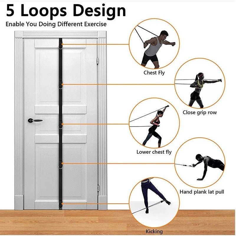 Multi Section Door Buckle Resistance Rope, 5 Loops Design Elastic Rope With Door Buckle, Suitable For Suspension Training, Fitness Equipment