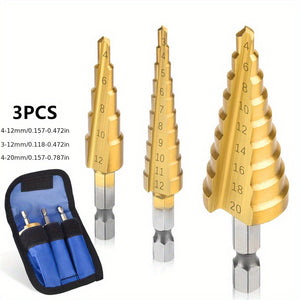 Upgrade Your Drilling Power With This Titanium-Coated HSS Step Drill Bit Set - Perfect For Wood & Metal!