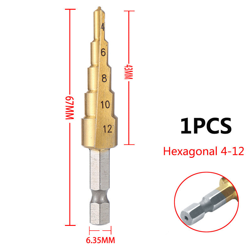 Upgrade Your Drilling Power With This Titanium-Coated HSS Step Drill Bit Set - Perfect For Wood & Metal!