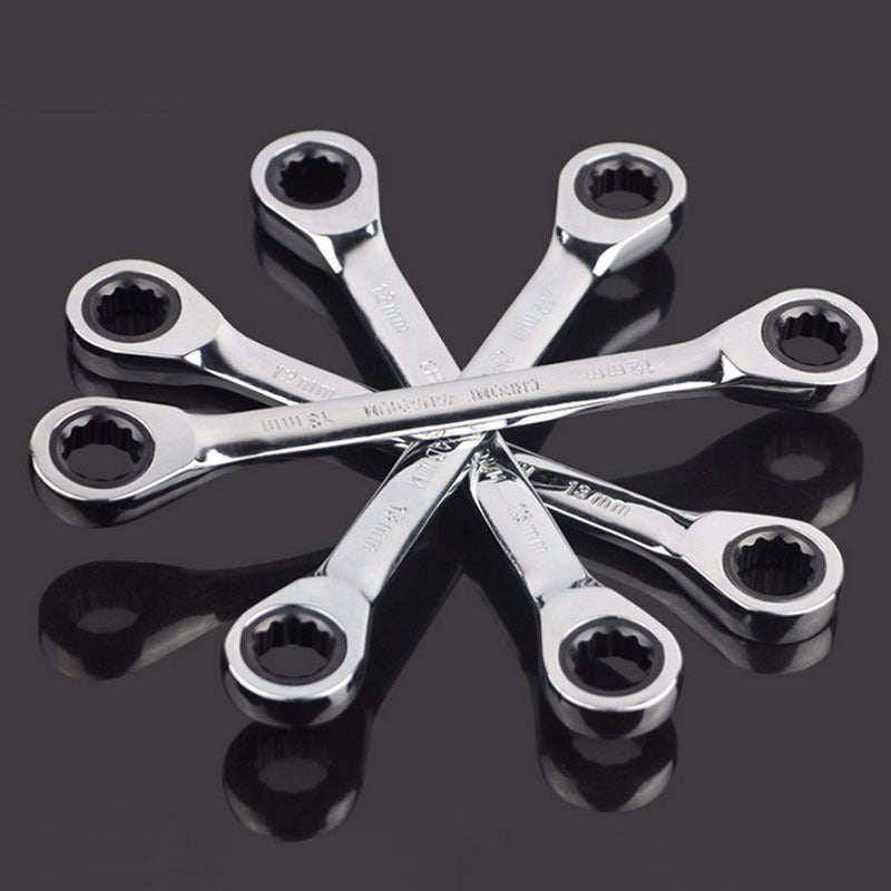 Chrome Vanadium 8-9-10-12-13-14-15-16-17-18-19-27mm Ring Double Head Ratchet Wrench Reversible Ratchet Combination Spanner