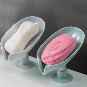 1pc Leaf Shape Soap Box, Soap Holder, Bathroom Accessories, Suction Cup Soap Container