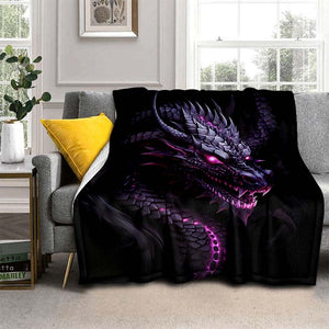 1pc Purple Dragon Blanket Lightweight Flannel Blanket Throw Blanket For Sofa, Bed, Travel, Camping, Livingroom, Office, Couch, Chair, And Be