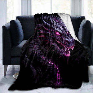 1pc Purple Dragon Blanket Lightweight Flannel Blanket Throw Blanket For Sofa, Bed, Travel, Camping, Livingroom, Office, Couch, Chair, And Be