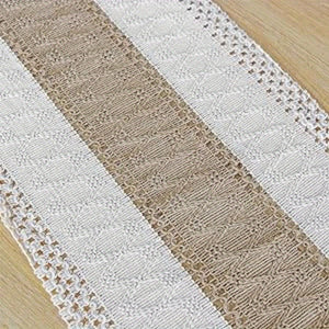 Bohemian Chic 72-Inch Polyester Table Runner with Tassels - Rustic Cream & Brown for Dining & Bedroom Decor