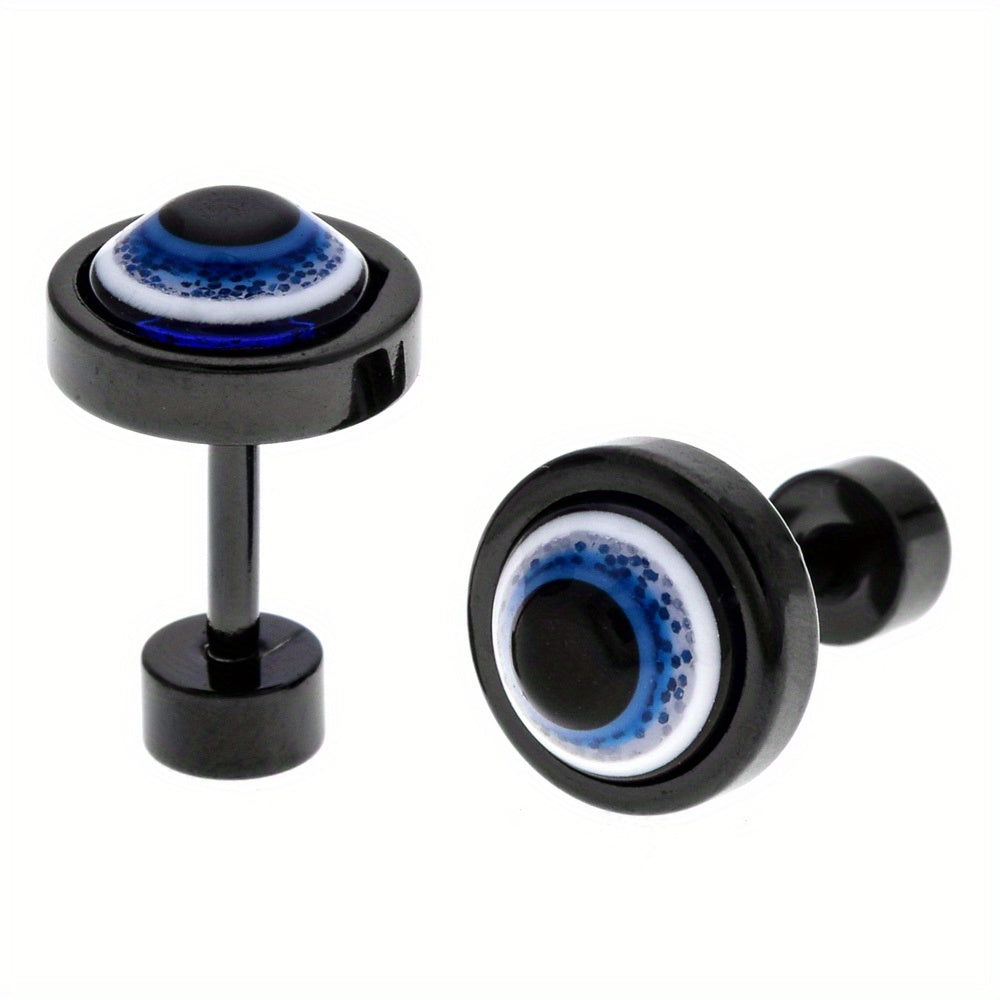 Men's Punk-Style Protective charm Stud Earrings - Hip Hop Fashion, Alloy with Steel Message