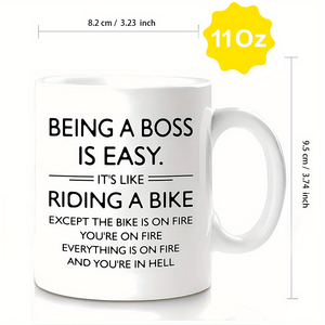 1pc, Best Boss Day Gift Mug For Women Men, 11oz Ceramic Coffee Cup, Boss Lady Gifts For Women, Funny Gifts For Boss Office, Boss Birthday Gi