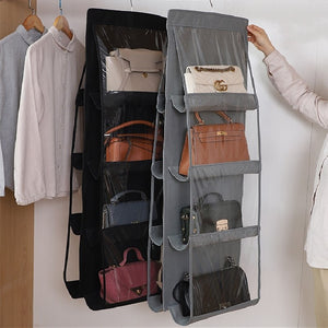 Portable Multi-grid Wardrobe Door Bag Finishing Hanging Bag, Transparent Visual Bag Organizer, Perfect Bag Storage Pouch