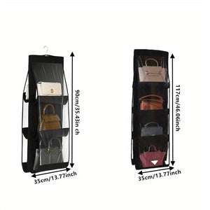 Portable Multi-grid Wardrobe Door Bag Finishing Hanging Bag, Transparent Visual Bag Organizer, Perfect Bag Storage Pouch