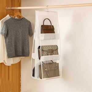 Portable Multi-grid Wardrobe Door Bag Finishing Hanging Bag, Transparent Visual Bag Organizer, Perfect Bag Storage Pouch