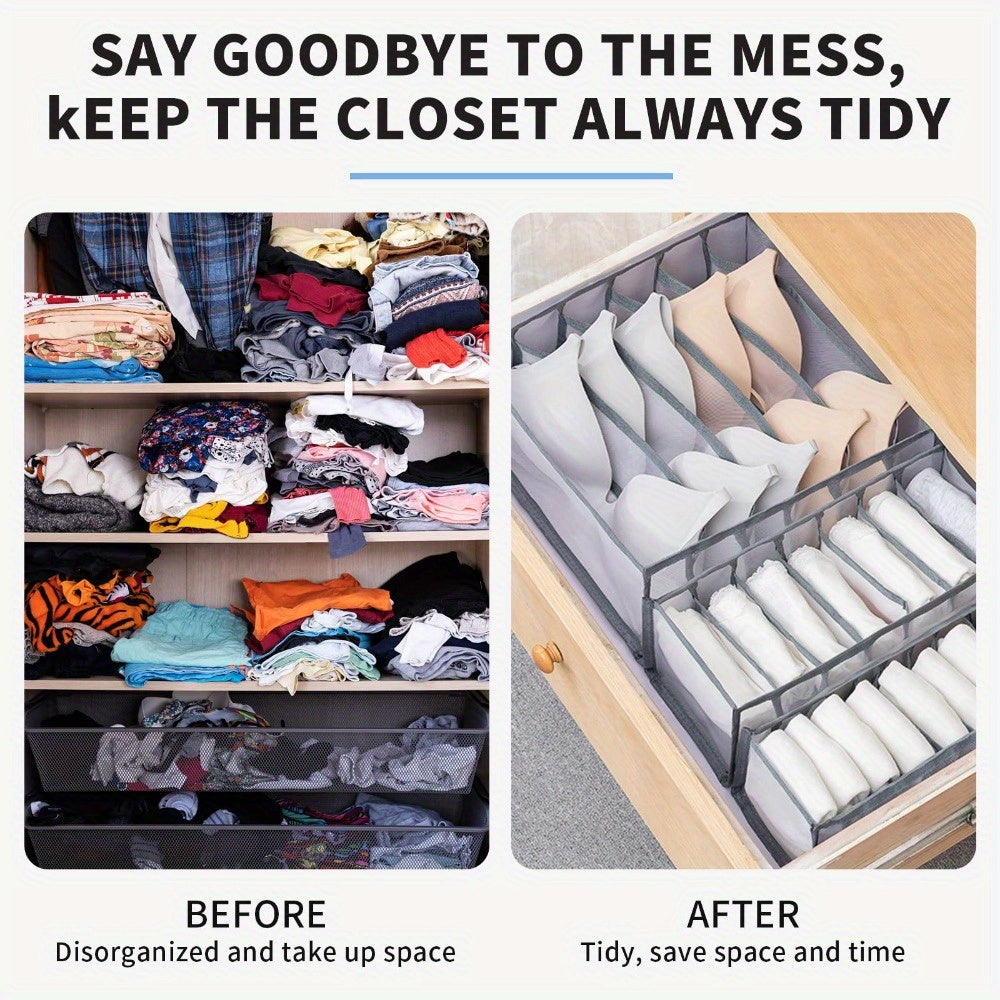 3 Pcs/set Underwear Drawer Organizer, Foldable Closet Clothes Dividers, Wardrobe Containers