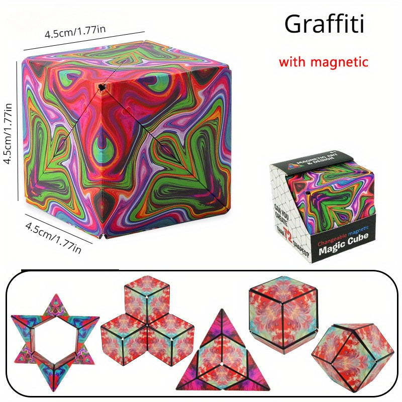 Three-dimensional Variety Magic Cube Anti Stress Toy Geometry Infinite Magnetic Changeable Cube Reliever Fidget Toys