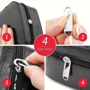 4pcs Instant Zipper Repair Tool Kit - Replace Broken Zipper Heads on Travel Bags and Crafts with Ease