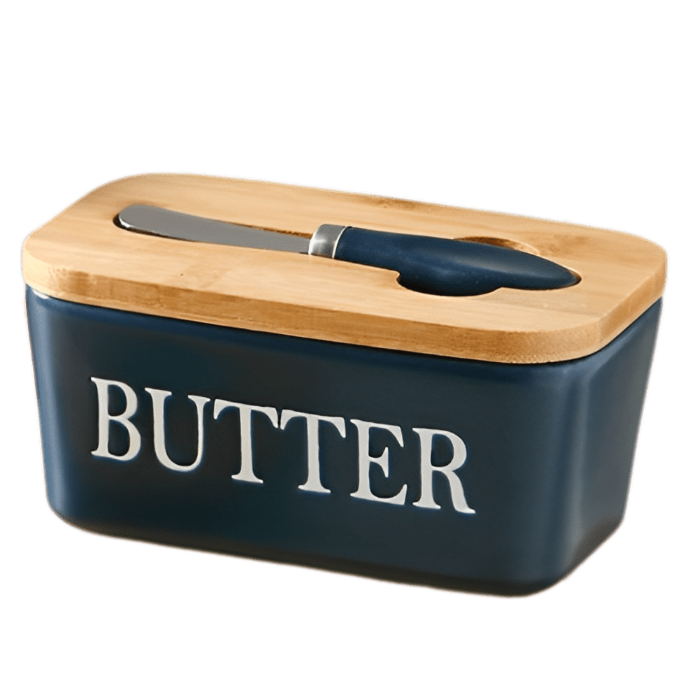 1pc, Large Ceramic Butter Dish With Lid And Knife - Perfect For Kitchen Baking And Gifting - Durable And Easy To Clean for restaurants