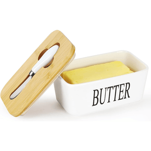 1pc, Large Ceramic Butter Dish With Lid And Knife - Perfect For Kitchen Baking And Gifting - Durable And Easy To Clean for restaurants