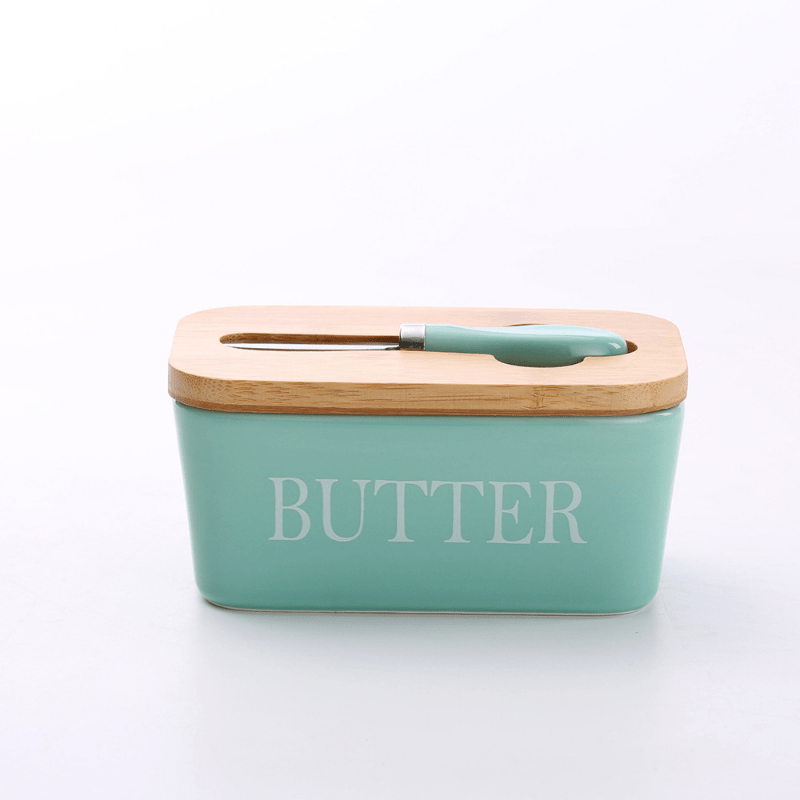 1pc, Large Ceramic Butter Dish With Lid And Knife - Perfect For Kitchen Baking And Gifting - Durable And Easy To Clean for restaurants