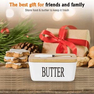 1pc, Large Ceramic Butter Dish With Lid And Knife - Perfect For Kitchen Baking And Gifting - Durable And Easy To Clean for restaurants