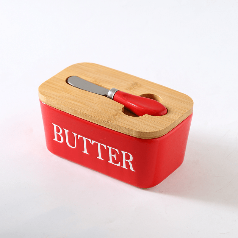 1pc, Large Ceramic Butter Dish With Lid And Knife - Perfect For Kitchen Baking And Gifting - Durable And Easy To Clean for restaurants