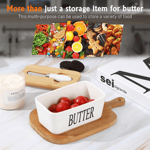 1pc, Large Ceramic Butter Dish With Lid And Knife - Perfect For Kitchen Baking And Gifting - Durable And Easy To Clean for restaurants