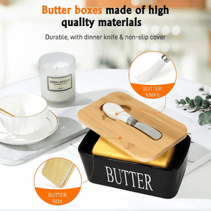 1pc, Large Ceramic Butter Dish With Lid And Knife - Perfect For Kitchen Baking And Gifting - Durable And Easy To Clean for restaurants