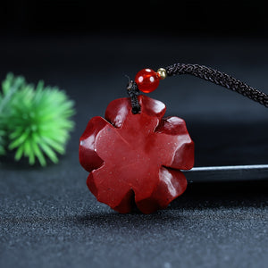 1pc Red Cinnabar Rose Pendant Necklace For Men