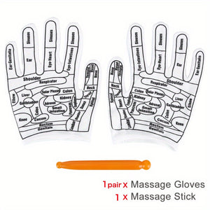 1pair Shiatsu Reflexology Gloves - Hand Massage Tool with Acupressure Point Chart for Relaxation and Pain Relief