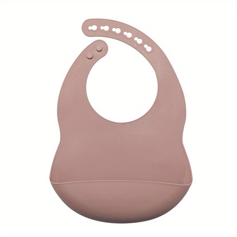 1pc Baby Soft Bib, Simple Plain Color Blank Pattern Adjustable Size Silicone Bib For 1 Year Old + ,Christmas, Halloween, Thanksgiving Day Gi