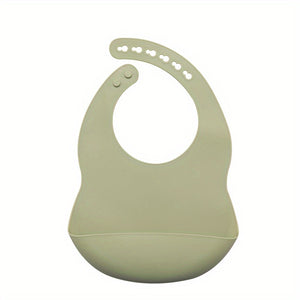 1pc Baby Soft Bib, Simple Plain Color Blank Pattern Adjustable Size Silicone Bib For 1 Year Old + ,Christmas, Halloween, Thanksgiving Day Gi