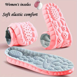 1pair Women'S Comfort Insoles, Soft Elastic Breathable Inserts, Customizable Size for Sports & Casual Shoes, Sweat-Absorbent, Pink - Available In Sizes 35-45 (9-10.63 Inches)