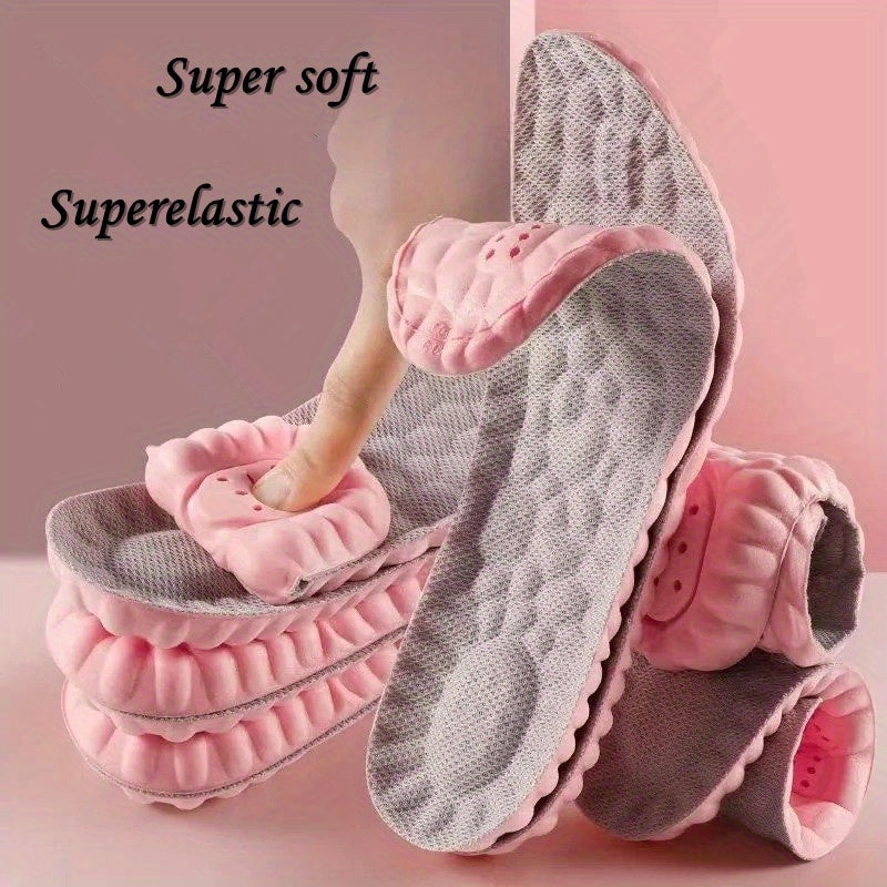 1pair Women'S Comfort Insoles, Soft Elastic Breathable Inserts, Customizable Size for Sports & Casual Shoes, Sweat-Absorbent, Pink - Available In Sizes 35-45 (9-10.63 Inches)