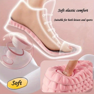 1pair Women'S Comfort Insoles, Soft Elastic Breathable Inserts, Customizable Size for Sports & Casual Shoes, Sweat-Absorbent, Pink - Available In Sizes 35-45 (9-10.63 Inches)